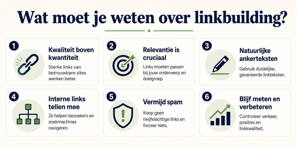 Gids over linkbuilding met tips voor het verkrijgen van waardevole backlinks en het vermijden van spamtactieken